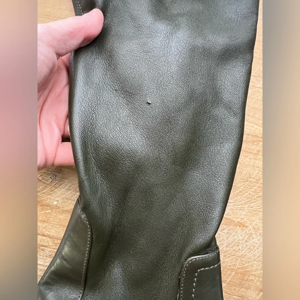 Versace Leonidis Over The Knee Leather Boots in Olive Green Size 37 New
